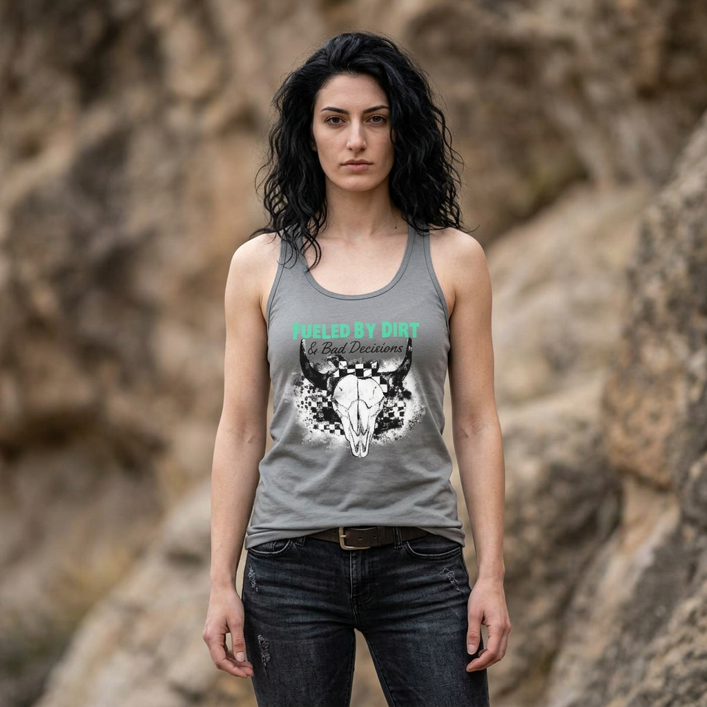 Fueled by Dirt and Bad Decisions Racerback Tank